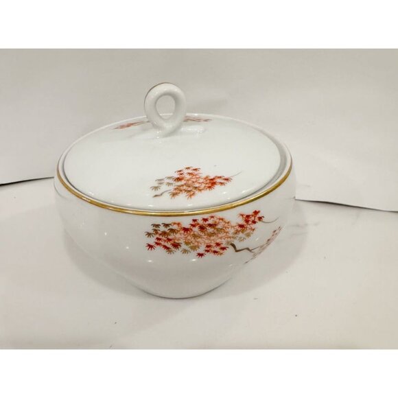 VINTAGE JAPANESE COVERED BOWL FUKAGAWA ARITA PINE CONE #905 COVERED DISH  W LID - Picture 7 of 7